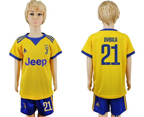Juventus #21 Dybala Away Kid Soccer Club Jersey - Click Image to Close